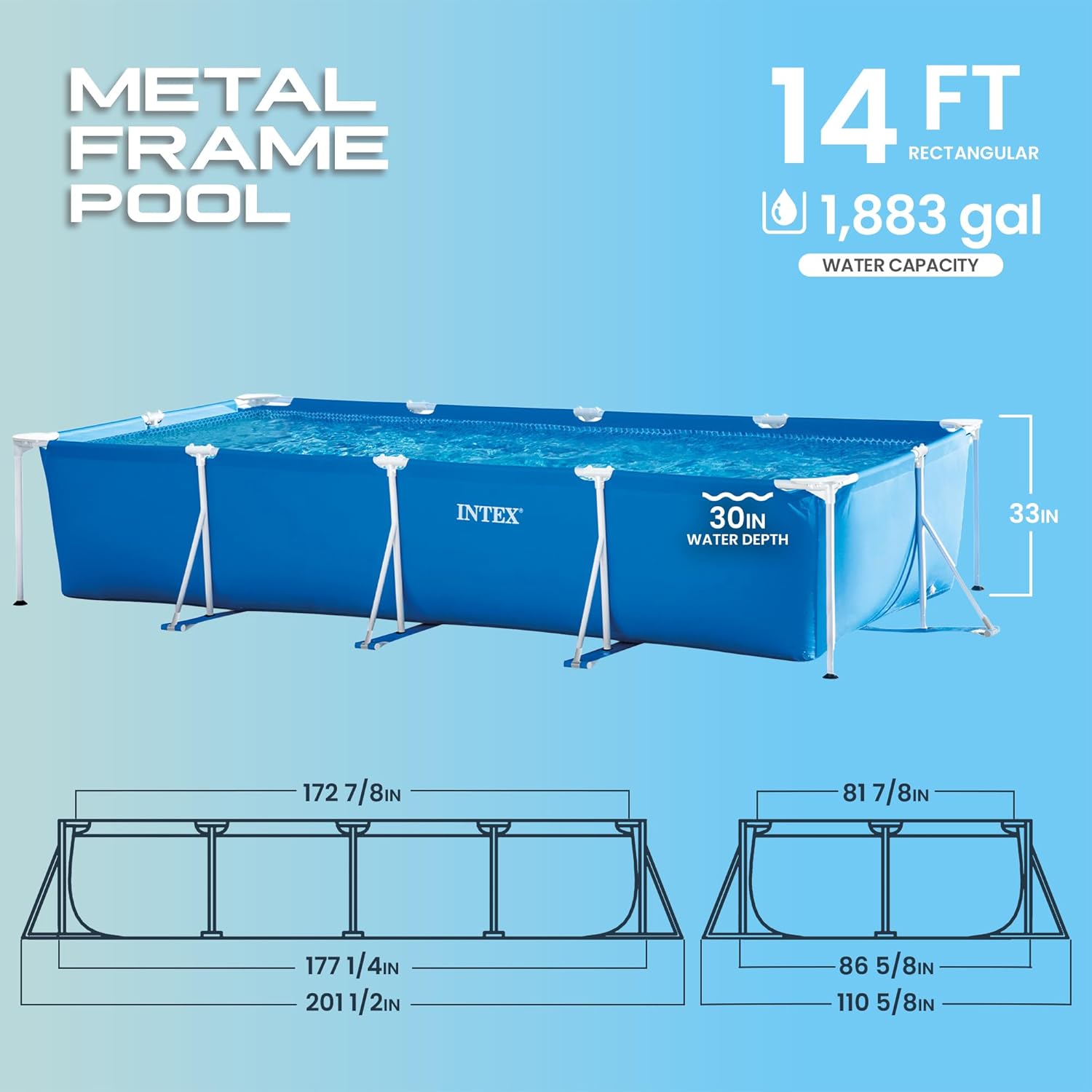 Piscine metal frame junior rect tubulaire (l)4,50 x (l)2,20 x (h)0,84m 4,50 x 2,20 x 0,84 m Sans accessoires Unique