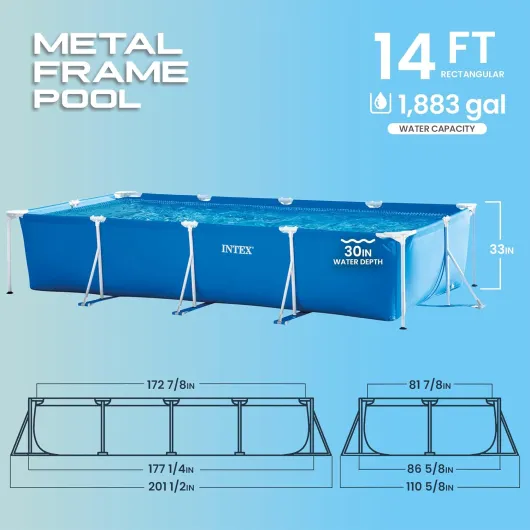 Piscine metal frame junior rect tubulaire (l)4,50 x (l)2,20 x (h)0,84m 4,50 x 2,20 x 0,84 m Sans accessoires Unique