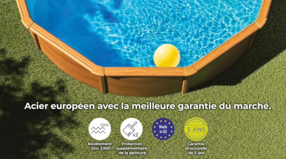 KITPR353W Sicilia - Piscine Hors-Sol en Acier, Piscine Ronde avec Structure en Acier Imitation Bois - Piscines Hors-Sol pour Jardin, Ø350 x 120 cm Ø 350 x 120 cm