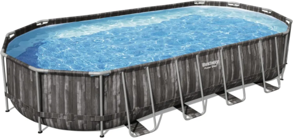 Piscine hors sol ovale Power Steel™ décor bois 732 x 366 x 122 cm