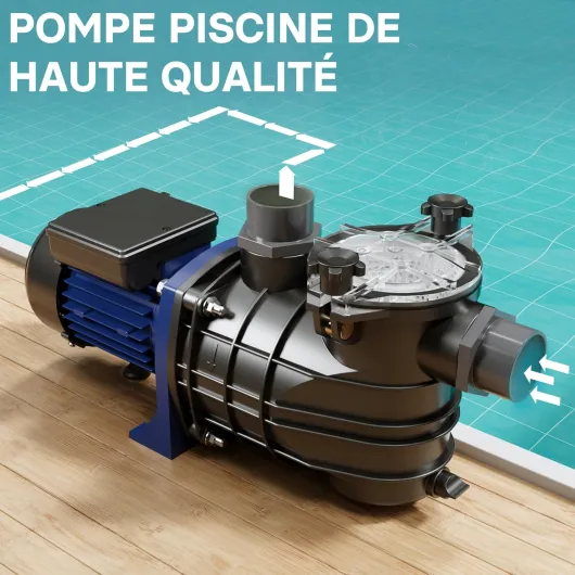 Pompe piscine 550 W – Débit 13800 l/h – Hauteur refoulement 12 m – Pompe de filtration et de circulation pour Filtre Eau – Pool Whirlpool Bain remous Jardin 13800l/h 550 W