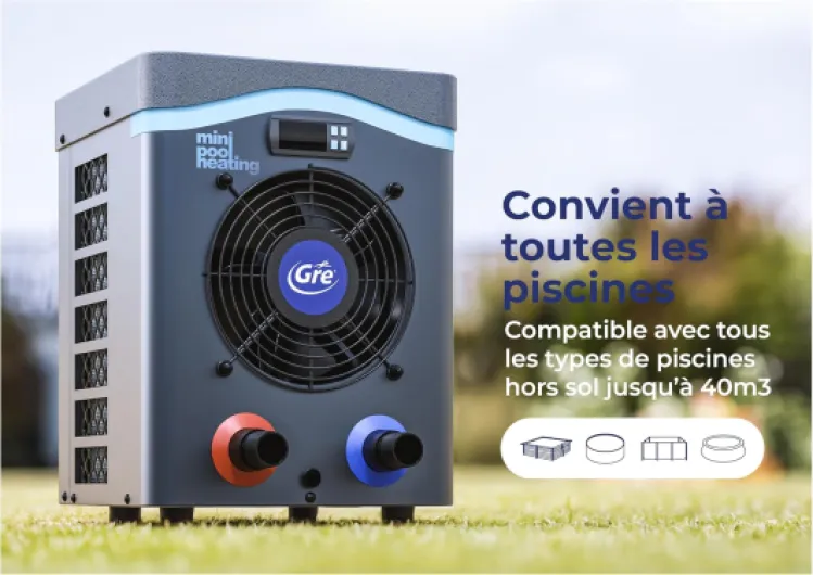 Mini Pompe à Chaleur jusqu'à 28°C sans Bypass piscines Hors Sol 40 m³ 40 m3