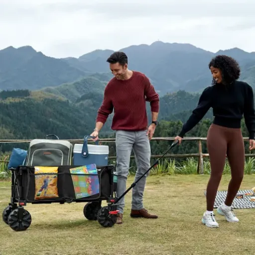 Avis PORTAL Chariot de Plage Pliable : le gros porteur tout-terrain pour sorties plage et camping