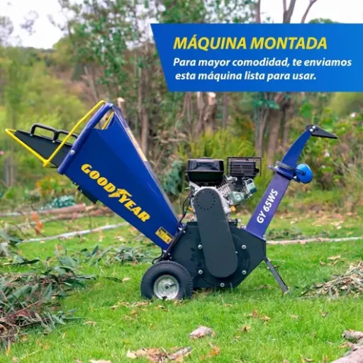 Avis Goodyear Broyeur végétaux thermique 6,5 CV : un gros broyeur à tambour pour branches jusqu’à 10 cm
