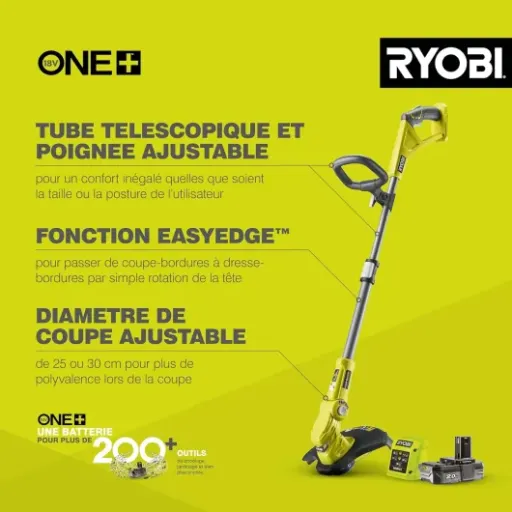 Avis RYOBI RLT1832-20S : le coupe-bordures 18V léger pour les jardins classiques