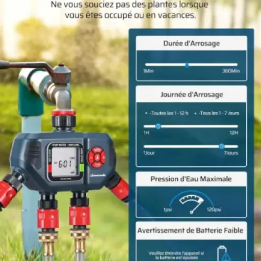 Avis DEWENWILS Programmateur Arrosage 4 Voies : un contrôleur multi-zones simple et polyvalent pour le jardin