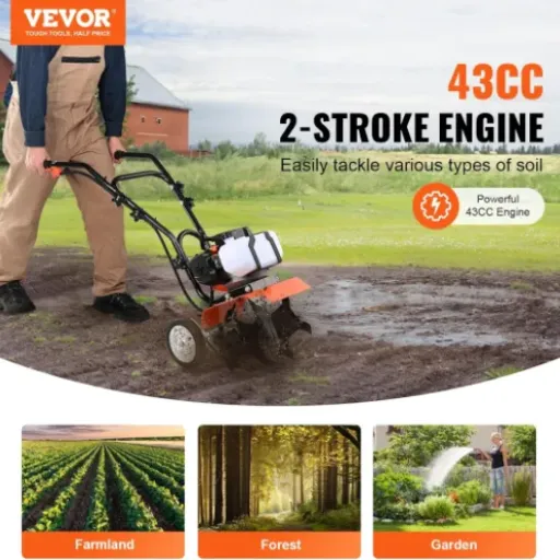 Avis VEVOR Motobineuse Thermique 43 CC : un petit cultivateur essence pour potager et petites surfaces