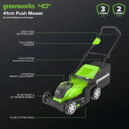 Avis Greenworks G40LM41K2X : la tondeuse sans fil 40V pour jardins jusqu’à 500 m²