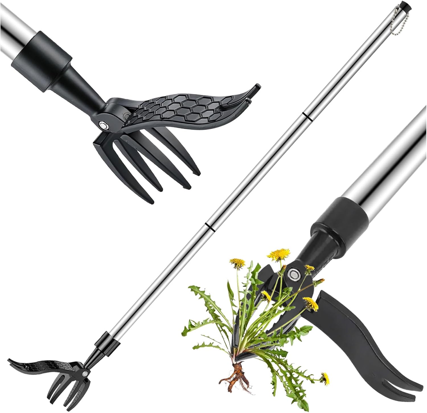 Désherbeur À Main Outils, Outil Manuel de désherbage Outil de désherbage à Long Manche avec 4 Griffes Extracteur de Mauvaises Herbes Désherbage en Acier Inoxydable Outil pour Pelouse Jardin