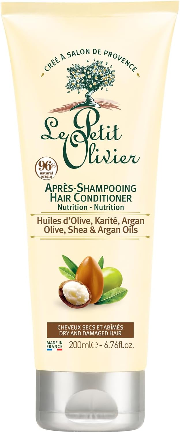 Après-Shampooing Crème Soin Nutrition - Huiles D'Olive, Karité & Argan - Nourrit, Répare & Protège - Cheveux Secs & Abîmés - Sans Silicone Sans Sulfate - Fabriqué en France - 200 ml
