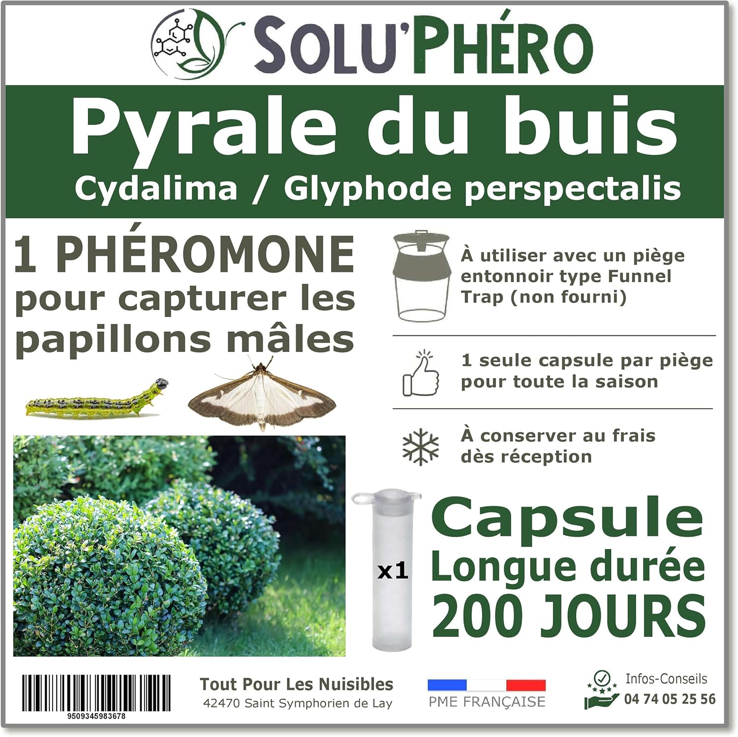 SOLUPHERO - 1 Phéromone Longue durée pour la pyrale du buis - 200 Jours
