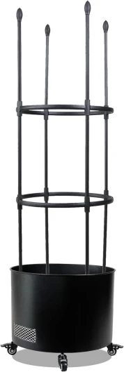 Jardinière en métal pour tomates avec roulettes et aérations Grand Pot Rond en Acier Noir Trous de Drainage Jardinières Respirantes D43 H30 cm-G903B01