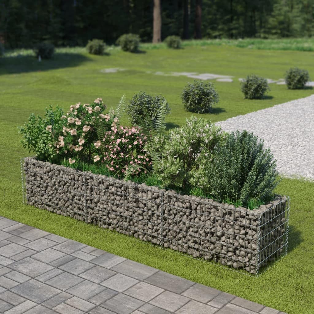 LumFurni Lit surélevé à Gabion Acier galvanisé 270x50x50 cm Jardinière Jardin