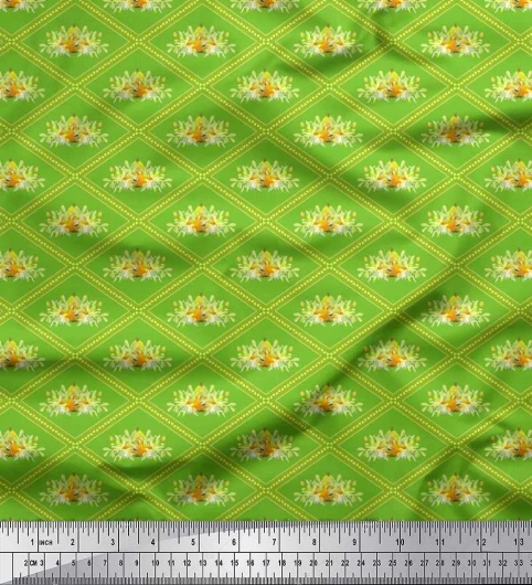 Tissu en Velours Vert Feuilles, Chene Et Tissu Motifs Geometriques en Grille De Diamant par Yard De 58 Pouces De Large 58 Pouce large - velours Vert Poire