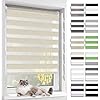 Store Enrouleur Jour Nuit, Tissu Double, Rideau sans Perçage, Translucide Occultant et Protection Vie privée,pour Fenêtre et Porte,Lin,60l x 150L cm 60l x 150L cm Lin