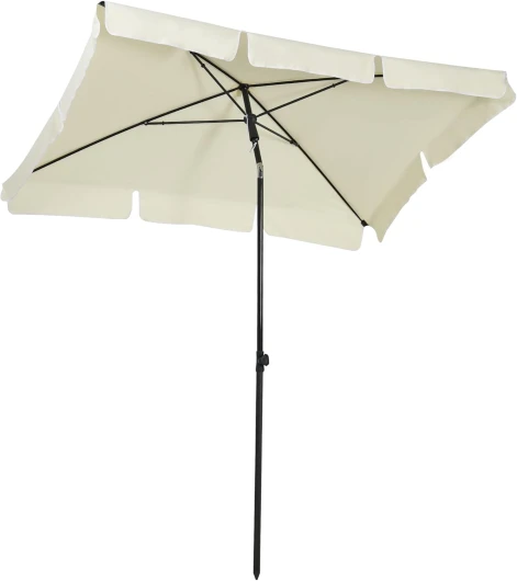 Parasol de jardin Parasol droit rectangulaire inclinable alu métal polyester haute densité 2 x 1,3 m beige clair