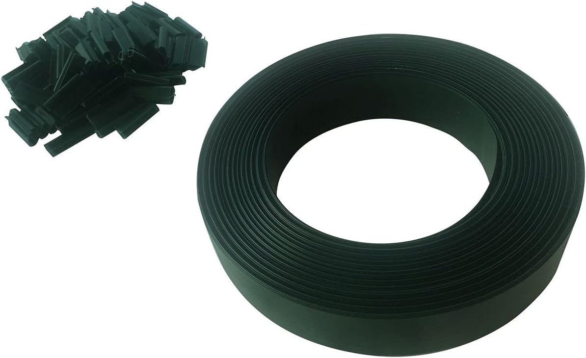 Toilinux.com Kit de lamelle occultante en PVC avec Clip de Fixation de 50 m pour Grillage rigides - Vert - Brise-Vue et Pare-Soleil pour Jardin