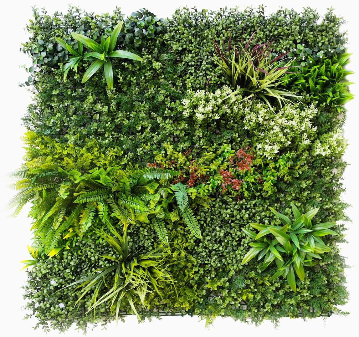 Mur Végétal Artificiel Prairie - Panneau Décoratif Vert Intérieur/Extérieur - Prix au m² - Facile à Installer - Plantes Artificielles Réalistes