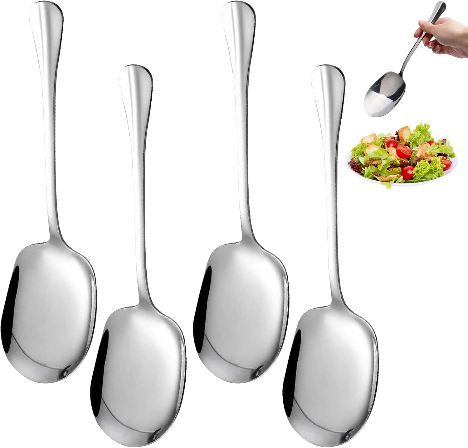 4 Pièces Cuillère de Service en Acier Inoxydable 25cm Cuillères De Service Cuillère À Soupe Cuillère De Service Buffet Grande, Cuillere de Service pour Banquet Buffet Restaurant Hôtels Parti