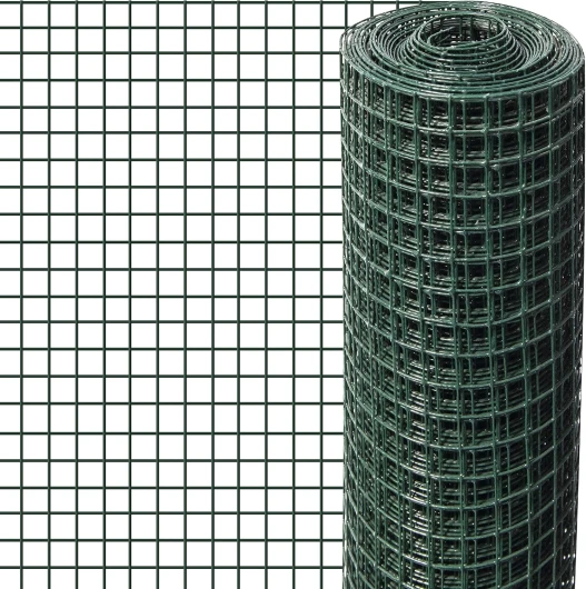 79067 Grille métallique gainée de Plastique pour parterres surélevées pour volières, enclos pour Petits Animaux Vert Maille 6,3 mm, 2,5 x 0,5 x 0,9 mm