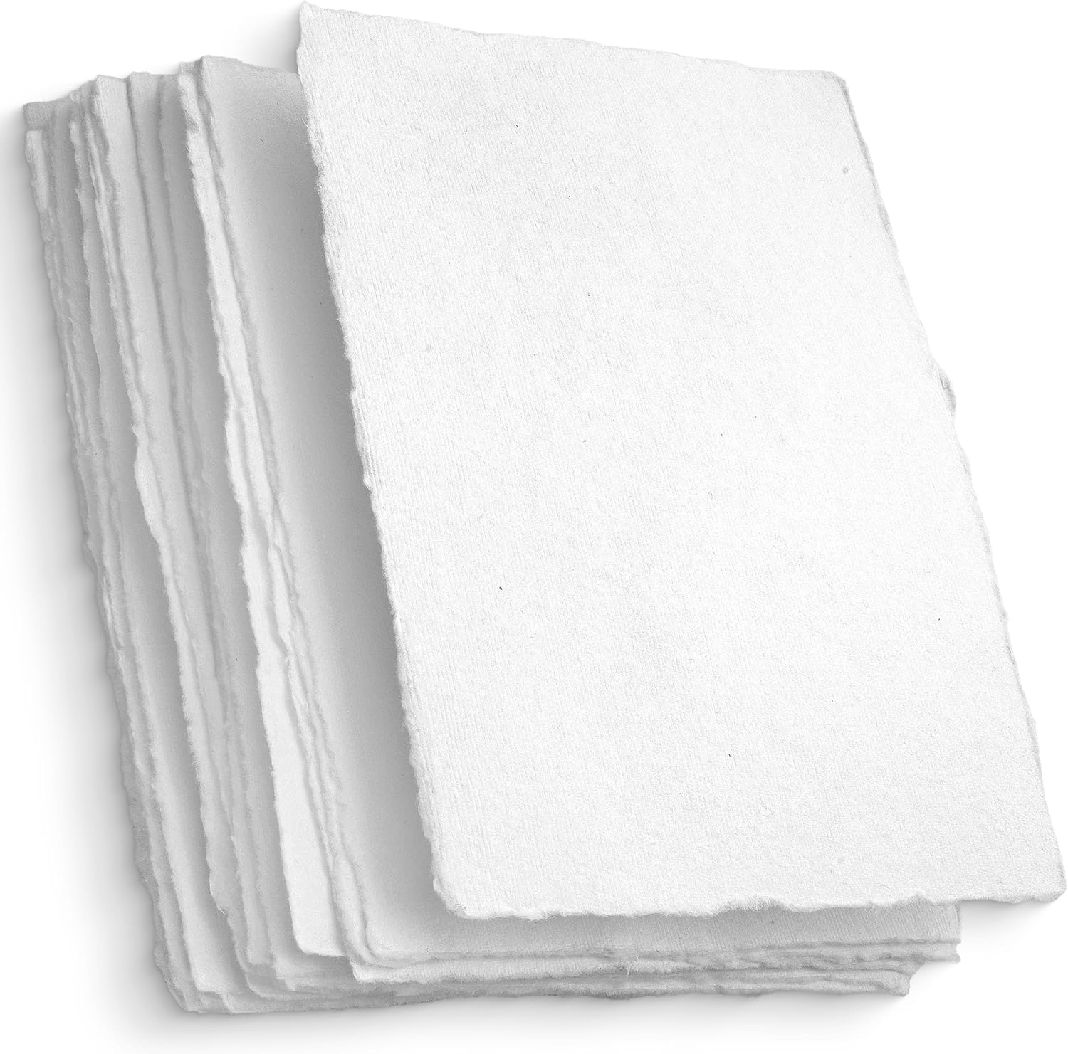 Papier Vierge Fait À La Main Avec Bord De Pont Blanc – 10,5 X 15 cm – Lot De 50 – Papier Aquarelle/Médias Mixtes – Enregistrez La Date, Invitations, Cartes De Vœux, Notes – 150 GSM