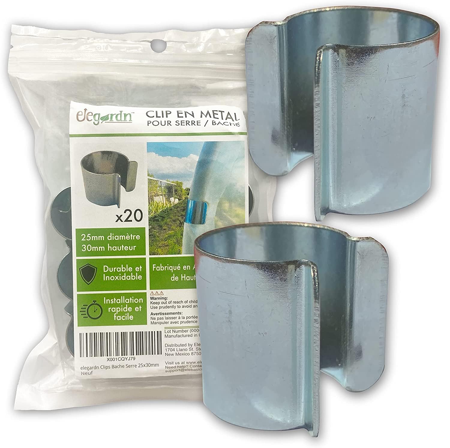 Lot de 20 Clips pour Serre 25mm x 30mm Clips pour Serre Tunnel de Jardin bâche Clips en métal avec revêtement Zinc