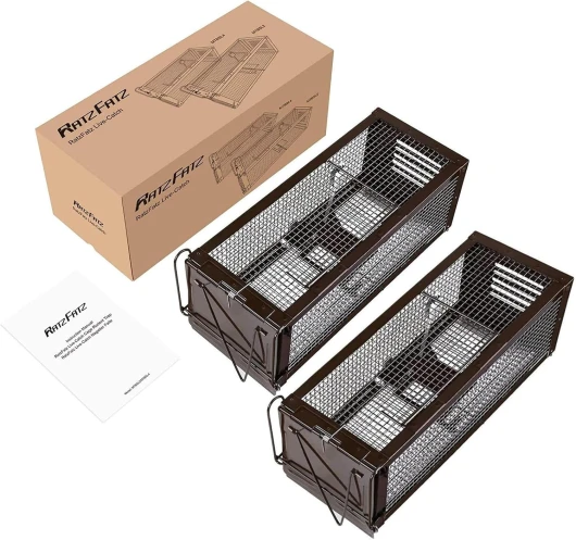 Ratzfatz Piège à Rats Multi-Catch Cage XXL, Sensibilité Ajustable, No Kill, Réutilisable,pour Usage Intérieure/Extérieure, pour Attraper Les Souris Les Rats et Autres Rongeurs de Taille Similaire (2)