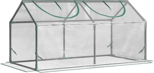 Serre de Jardin, Mini Serre, 2 fenêtres zippées et enroulables, Couverture en Plastique, Cadre en Acier, 120 x 60 x 60 cm, Transparent