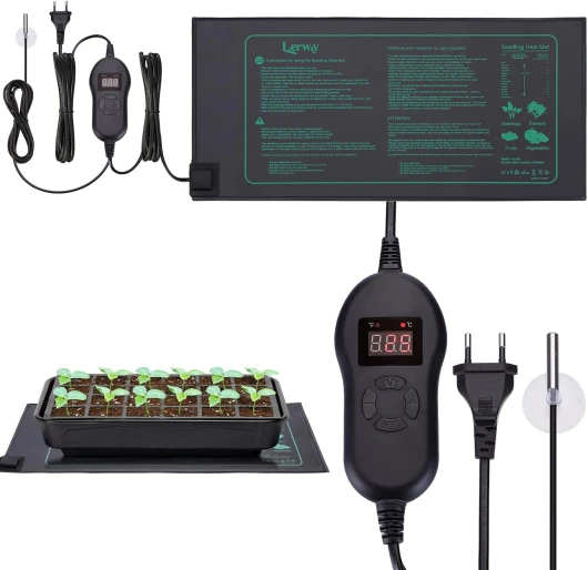 Tapis Chauffant pour Plantes avec Contrôleur de Température, Serre de Germination Imperméable Accélérer la Germination des Graines, Coussin Chauffant pour Reptile 30 Watts, 52 × 25 cm