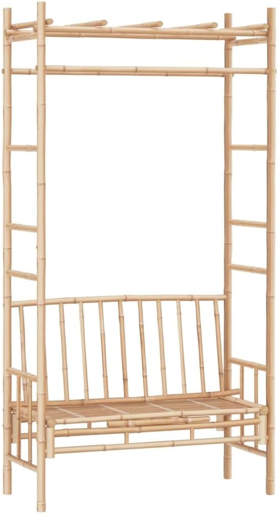 Banc de jardin avec pergola en bambou 116 cm, 341742