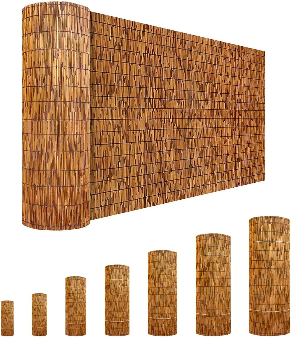 Brise Vue en Roseau Naturel pour Exterieur Terrasse Balcon Jardin Canisse Bambou 1x5m 1.2x4m 1.3x6m 1m50x10m 1m80x15m Clôture D'intimité Clôture De Roseau Rouleaux De Clôture Facile à Installer