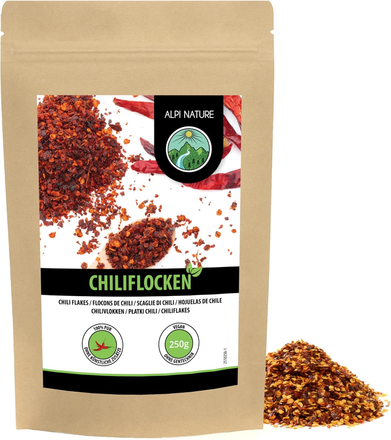 Flocons de Piment 250g par Alpi Nature, Piments Séchés Capsicum Annuum, Flocons de Piment Fort pour la Cuisine