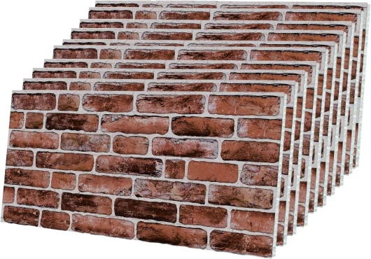 Lot de 10 panneaux muraux 3D en polystyrène imitation pierre - Pour cuisine, salle de bains, balcon, chambre à coucher, salon, mur arrière de cuisine et terrasse - Brun doré 10x Panneaux Honigkaffee