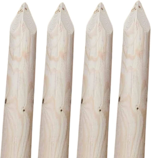 TIMBERMIK ø 6cm Lot de 4 Piquet Cloture Bois Longueur: 200 cm Poteaux De Clôture De Jardin Non Imprégné Résistant Aux Intempéries Palissade Tuteurs avec Pointe