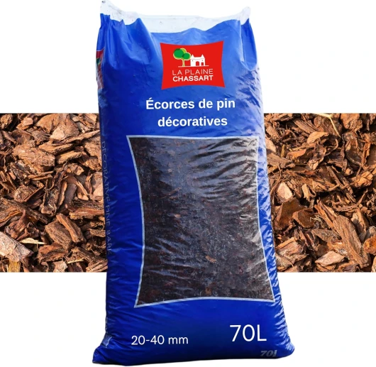 Ecorces de Pin Maritime Décoratives - Sac de 70L - Previent la pousse des mauvaises herbes - Copeaux de Bois de Paillage - Biodegradable Í Parc, Jardin et Terrasse Í Jardinage