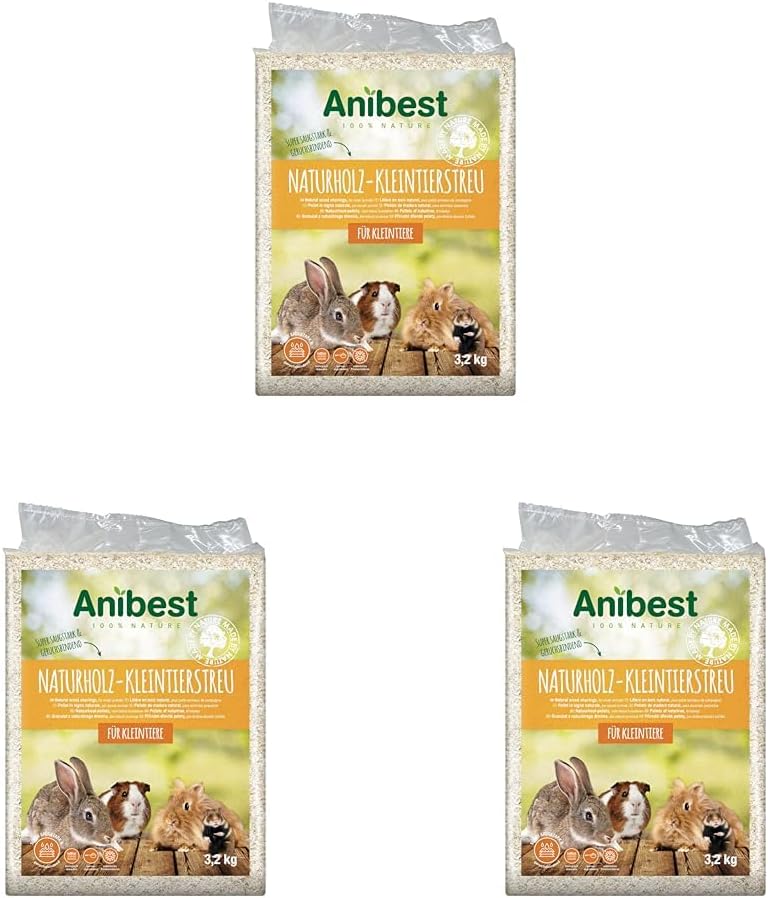 Anibest Copeaux de Bois pour Petits Animaux 3.2KG (Lot de 3)