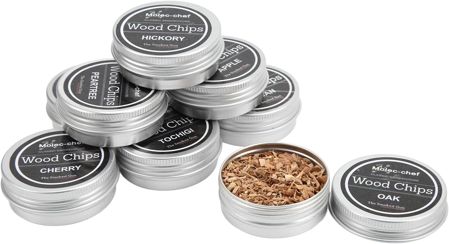 8PCS Copeaux de Bois de Fumage, Copeaux de Bois de Fumage Extra Fins pour Fumoir à Cocktail, Kit de Fumoir à Whisky pour Boissons Copeaux de Bois de Sciure pour Bœuf, Porc, Poulet,