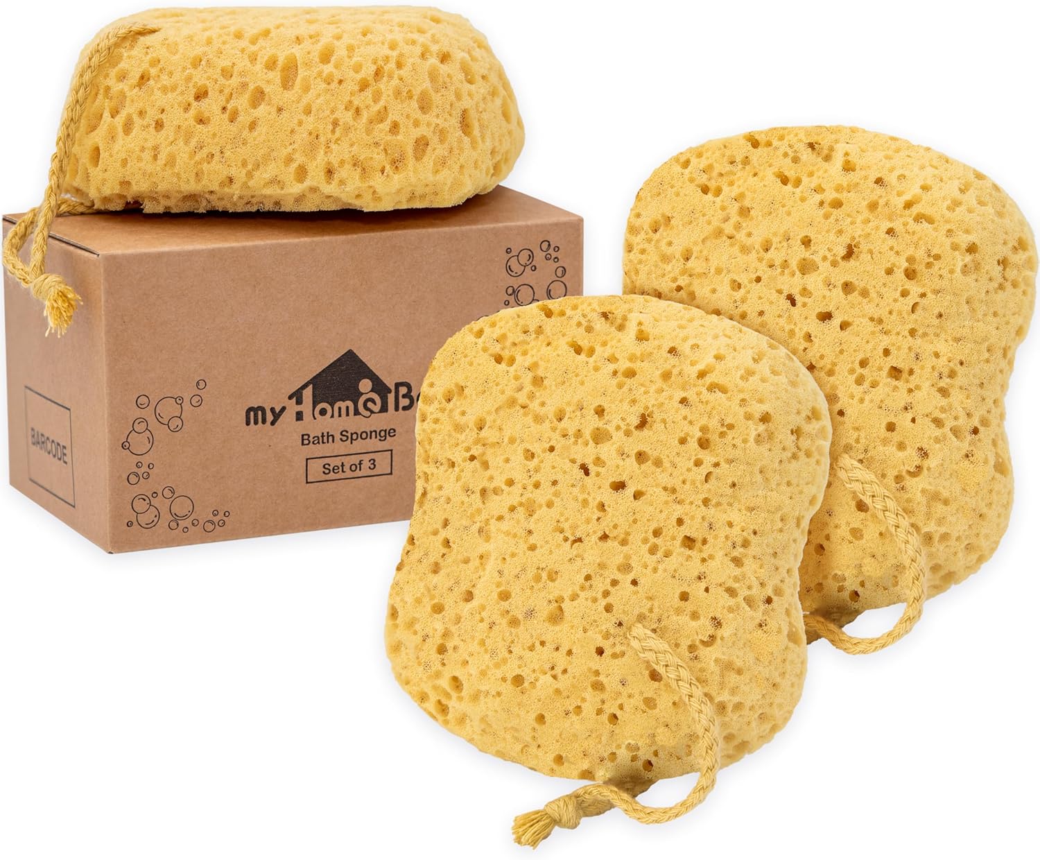 Éponge de bain de qualité supérieure, éponge en mousse Loofah, éponge de corps pour la douche - grande taille, beaucoup de mousse, Curvy, 3 paquets