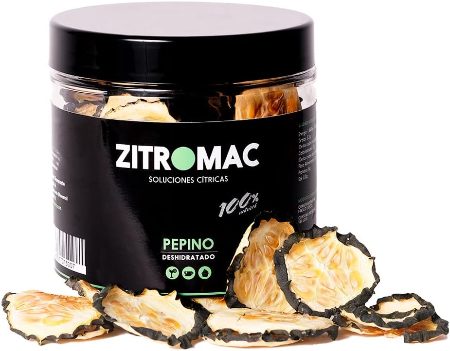 Concombre Déshydratée sans Additifs Bio, Fruits Secs 100% Naturel pour le Cocktail, Infusions, Décorations Comestibles, Chips de Concombre Séchées - 100 Tranches de Concombre Naturel, 45GR