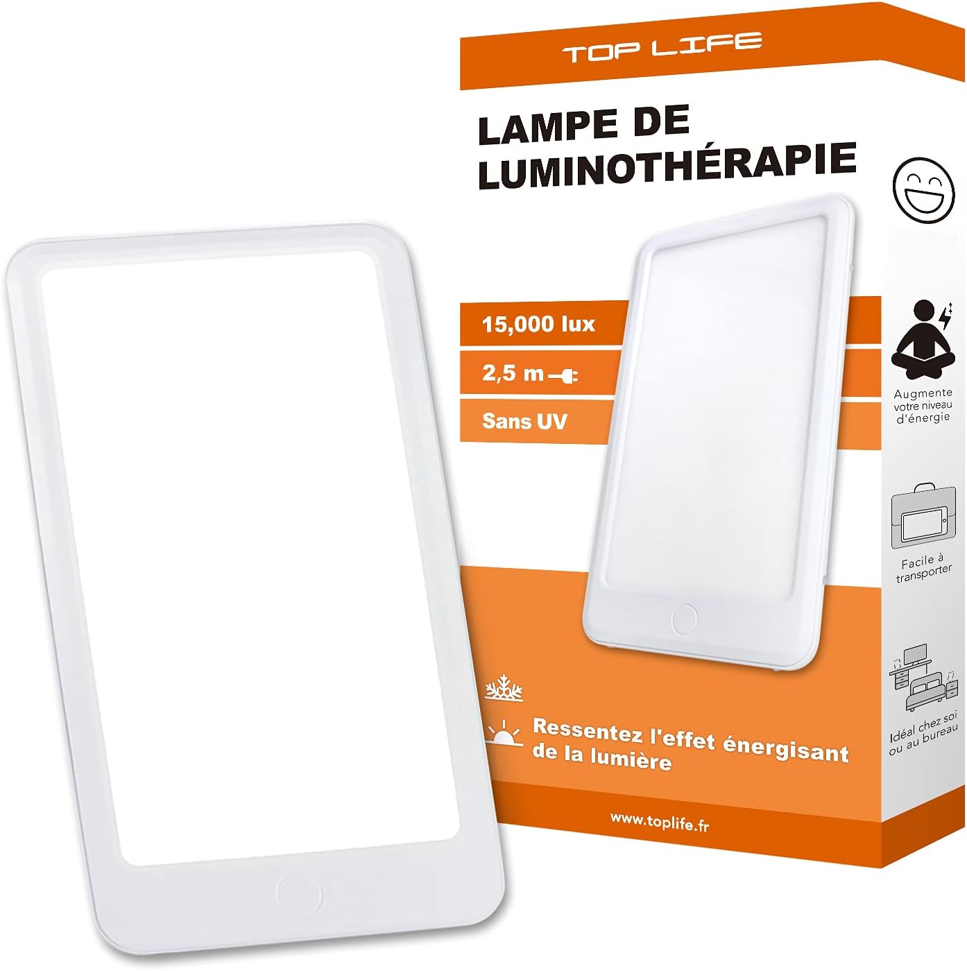Lampe de Luminothérapie 15000 Lux - Puissante Lumière Pour Le Moral - Réglable 3 Intensités (6,000, 10,000, 15,000)