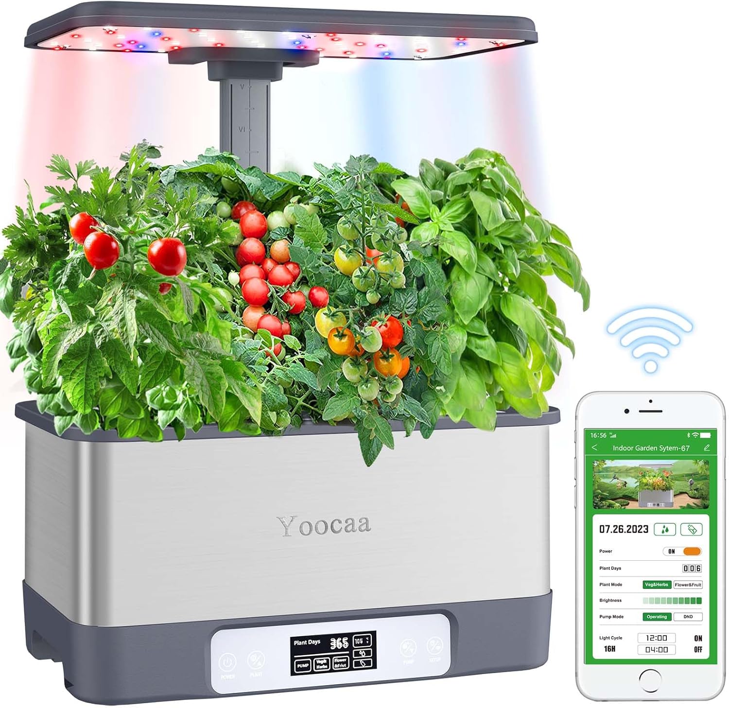 Yoocaa Potager Intérieur Hydroponie Kit Complet avec LED et Minuterie Automatique, Jardin Hydroponique Contrôlé par APP, Herbes Réglable pour Maison et Cuisine, 8 Pods (Hauteur Max 45cm)