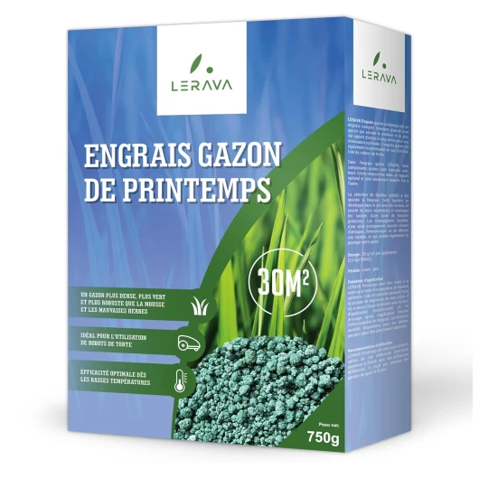 ® PRINTEMPS Engrais gazon printemps - 30m² - Engrais pelouse libération d'azote sur 3 mois - fertilisant gazon avec Bacillus subtilis - Augmente la résistance des graminées - engrais+gazon