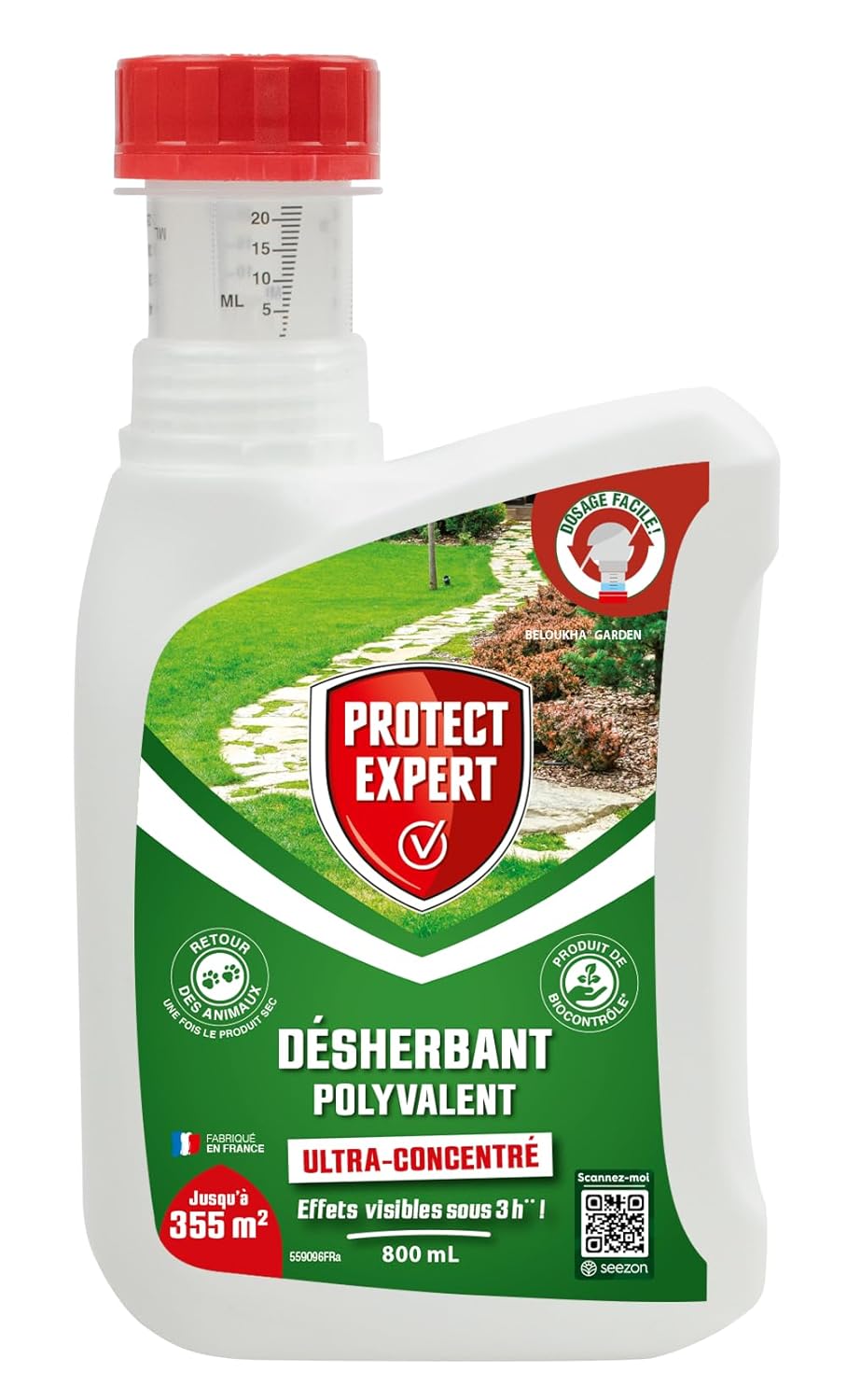 Désherbant Ultra Concentré - Polyvalent - Effets Visibles Sous 3h - 800ml - Jusqu’à 355m² Traités - Bidon Auto Doseur PROHERBIOU800