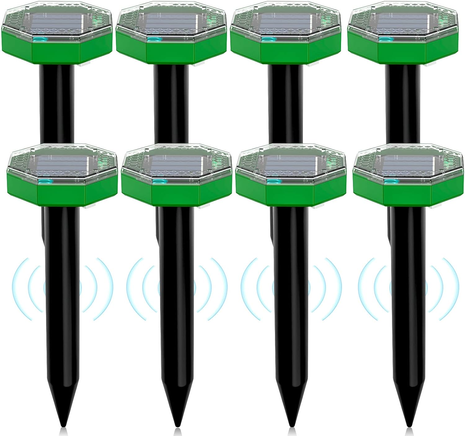 Taupe Ultrason Solaire Repulsif 8 Pièces, Anti Taupe Solaire Vibration et Ultrasons, Repousse Les Taupes et Autres Rongeurs pour Le Jardin et Les Pelouses