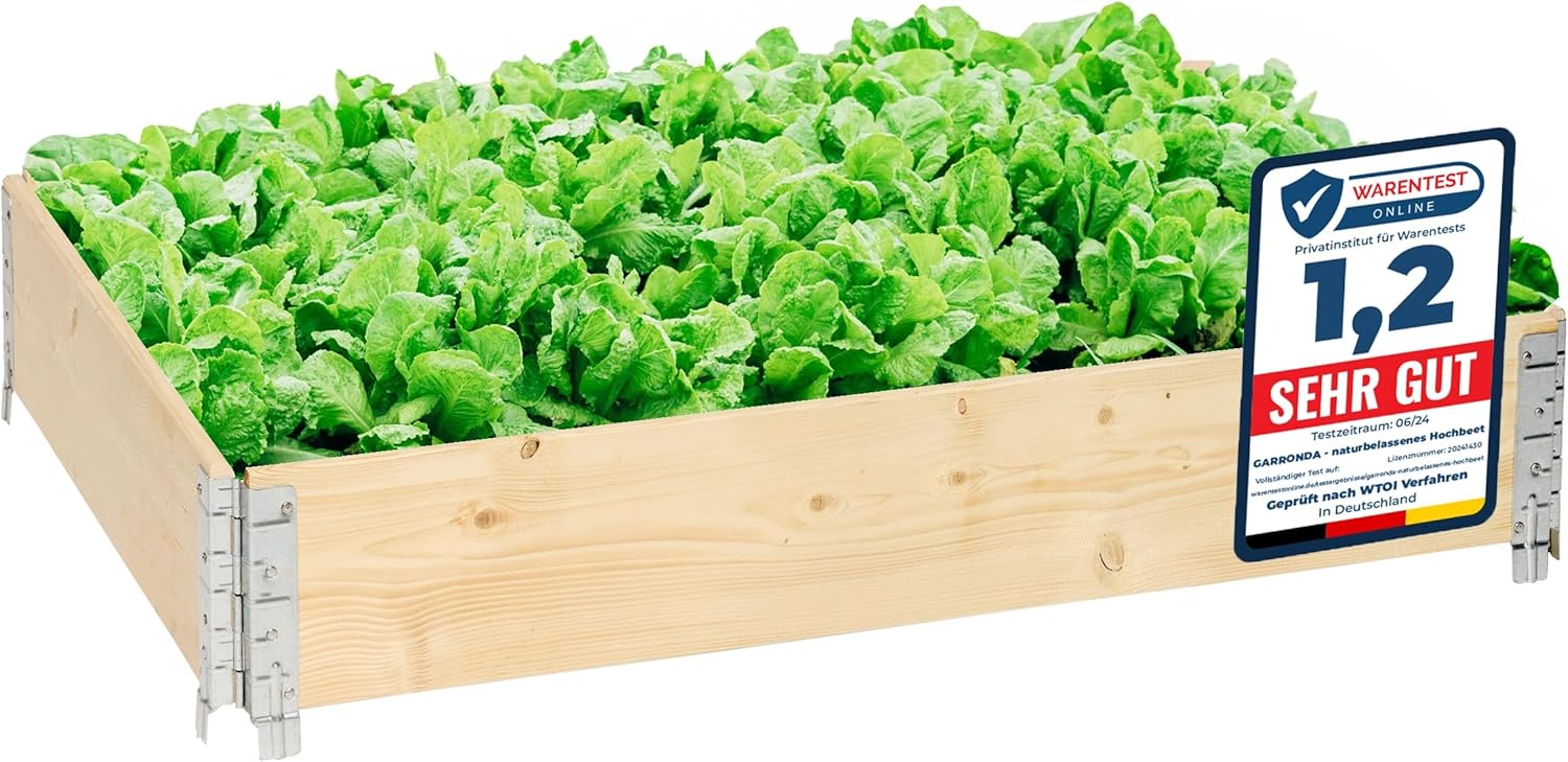 Potager surélevé en Bois Naturel 120x80x20 cm pour Jardin – Jardinière rectangulaire 1 piècespour Plantes, Fleurs, légumes et Herbes - Bac Potager en Bois GD-0075, Naturel