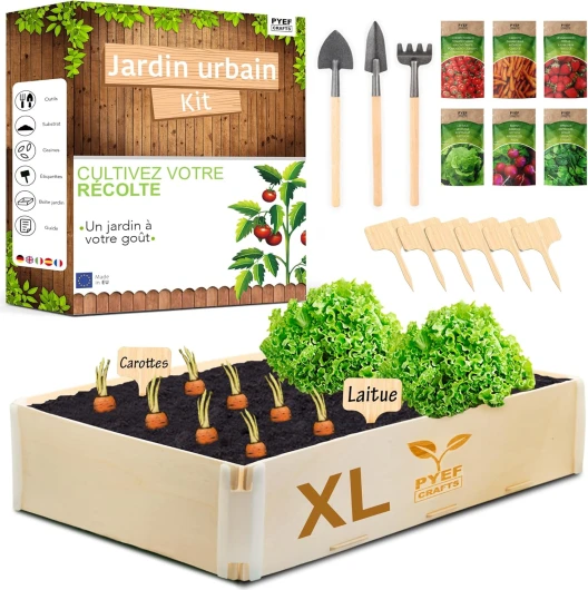 Kit Jardinage Potager Interieur XL Kit Indoor Prêt à Pousser - DIY Potager D'interieur pour Plante a Faire Pousser - Plantation Plantes D'intérieur