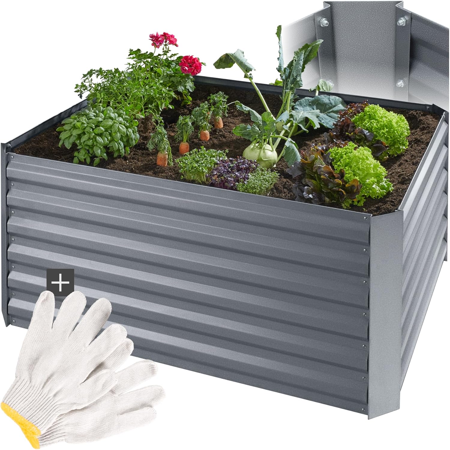 Lit de Jardin Carré Potager de Jardin surélevé, Bac à semis Jardiniere en Acier Massif résistant à la Rouille Aménagement Serre de Jardin Jardiniere Exterieur Grande Taille 120x90x57cm