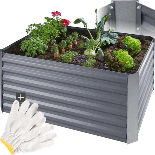Lit de Jardin Carré Potager de Jardin surélevé, Bac à semis Jardiniere en Acier Massif résistant à la Rouille Aménagement Serre de Jardin Jardiniere Exterieur Grande Taille 120x90x57cm