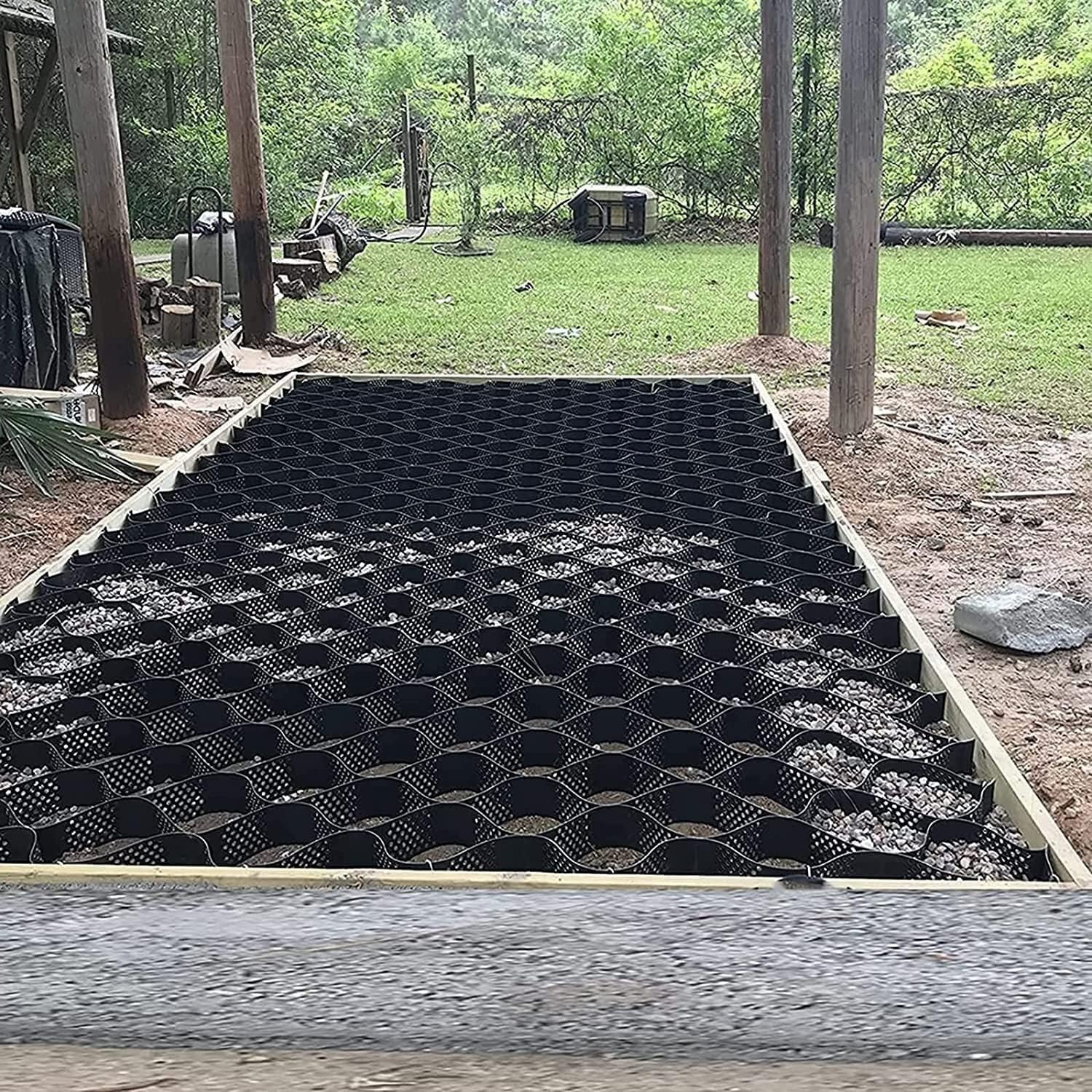 ZJFJMBD Stabilisateur de Grille de Mur de soutènement de Jardin en polyéthylène de Grille de Sol, stabilisateur de Gravier de Grille de Base de Hangar pour patios, hangars, stabilisation en Pente