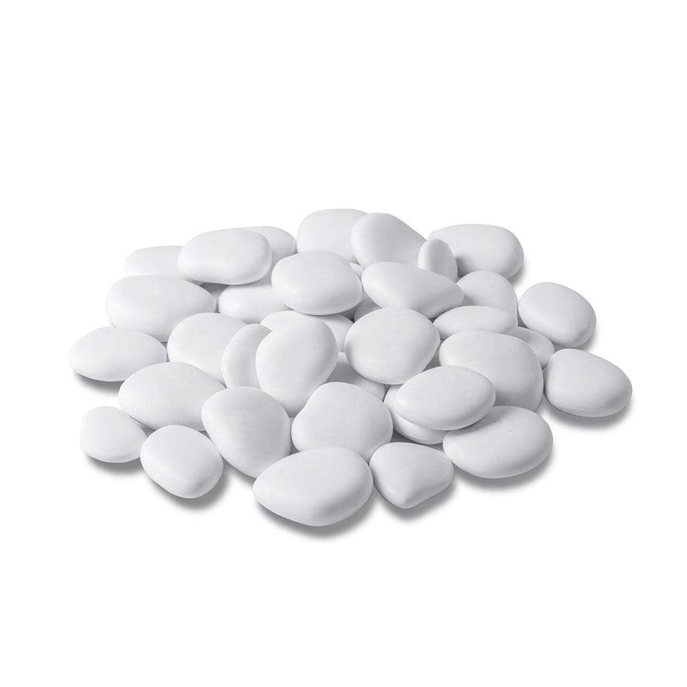 Galets décoratifs en plastique recyclé petit format pour pots, peinture, aquariums, jardin, mini pack, blanc
